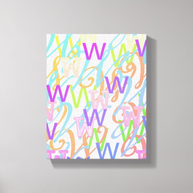 Impressão Em Tela Confete de Letras "W" (Frente)