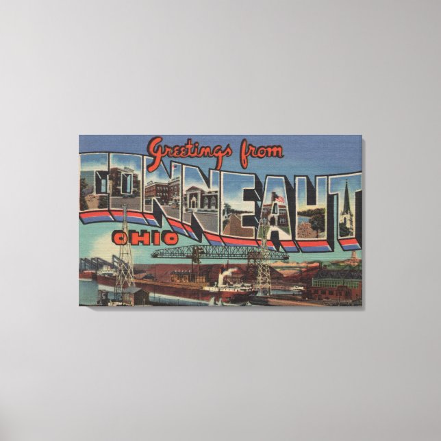 Impressão Em Tela Conneaut, Ohio - Cenas com Letras Grandes (Frente)