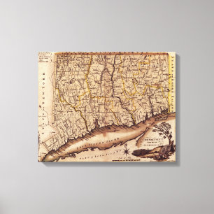 Impressão Em Tela ConnecticutPanoramic MapConnecticut