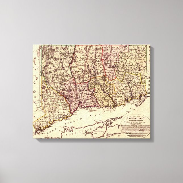Impressão Em Tela ConnecticutPanorâmica MapConnecticut 2 (Frente)