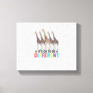 Impressão Em Tela Consciência do Autismo Girafa Fofa Animal É Ok Ser