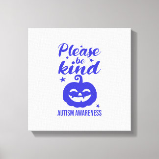 Impressão Em Tela Conscientização do Autismo Abóbora Azul no Hallowe