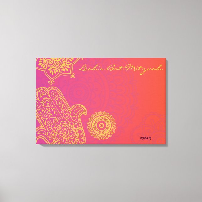 Impressão Em Tela Conselho de Memória de Entrada do Bat Mitzvah da C (Frente)