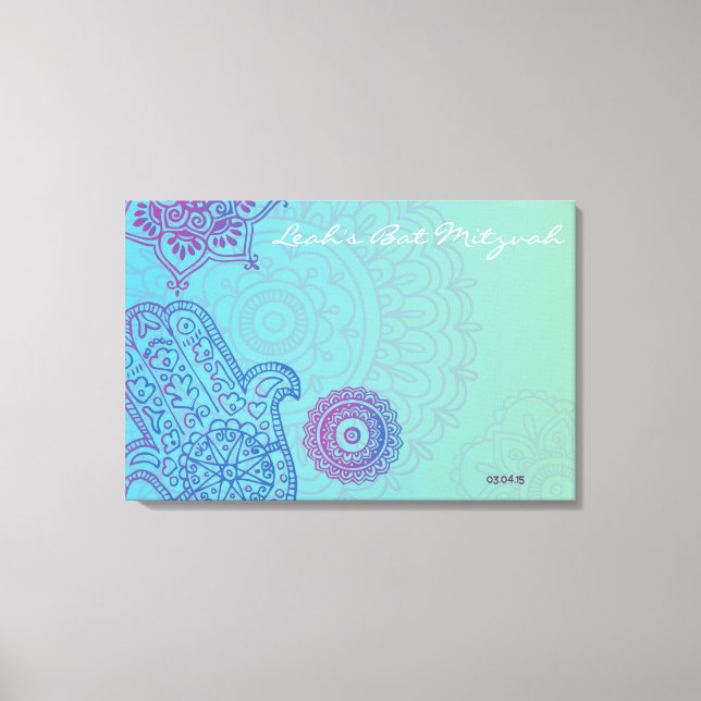 Impressão Em Tela Conselho de Memória de Entrada do Bat Mitzvah da C (Frente)