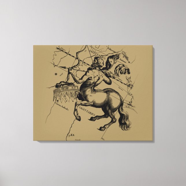 Impressão Em Tela Constelação Sagittarius Hevelius 1690 (Frente)