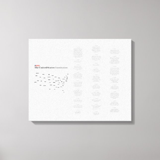 Impressão Em Tela Constituição dos Estados Unidos com mapa dos Estad (Frente)