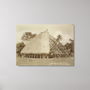 Impressão Em Tela Construção de casa em Samoa, c.1875 (foto do