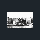 Impressão Em Tela Construções de Amsterdã, artes pretas e brancas de<br><div class="desc">Construções de Amsterdã,  silhueta branca e preto</div>