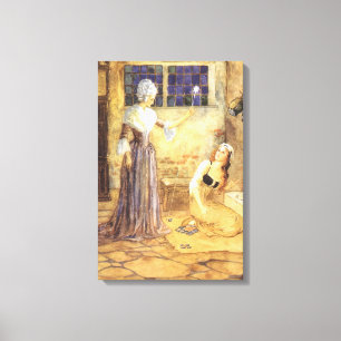 Impressão Em Tela Conto de Fadas Vintage Cinderela com Fada Madrinha