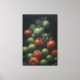 Impressão Em Tela Contraste colorido: pintura de tomate verde e verm
