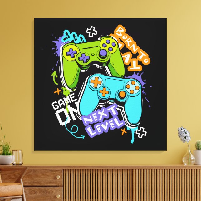 Impressão Em Tela Controladores de jogo Graffiti  Jogos Nascido Para (Insitu(Sala de estar))