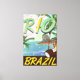 Impressão Em Tela cópia retro do viagem de Rio de Janeiro Brasil