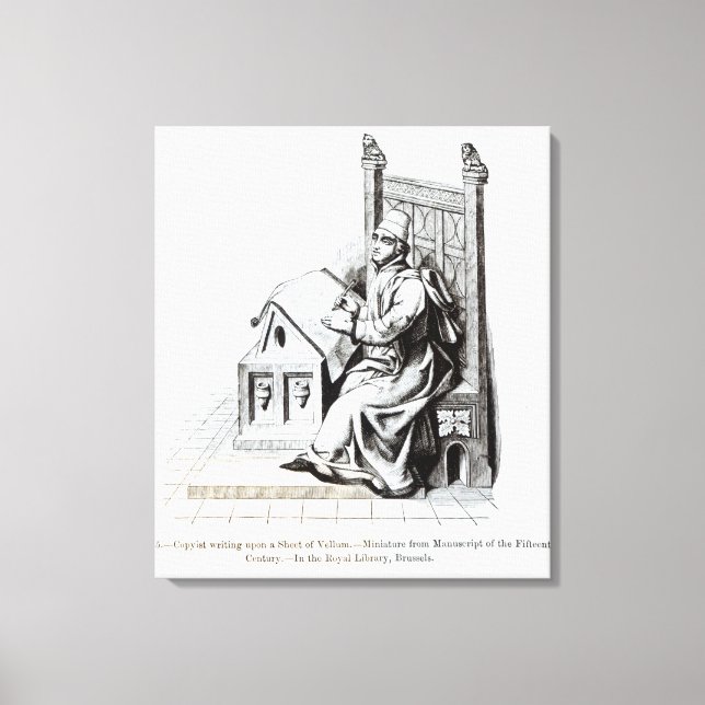 Impressão Em Tela Copista Escrevendo sobre Folha de Velo (Frente)