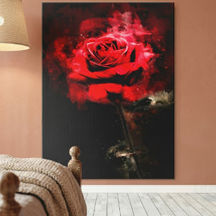 Impressão Em Tela Cor da água da flor da rosa vermelha - bb