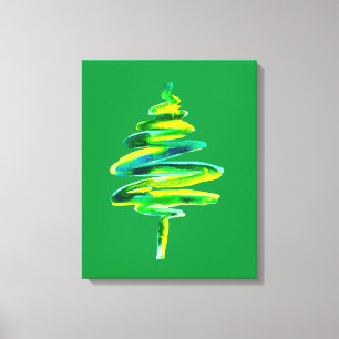Impressão Em Tela Cor-de-água abstrato da árvore de Natal verde