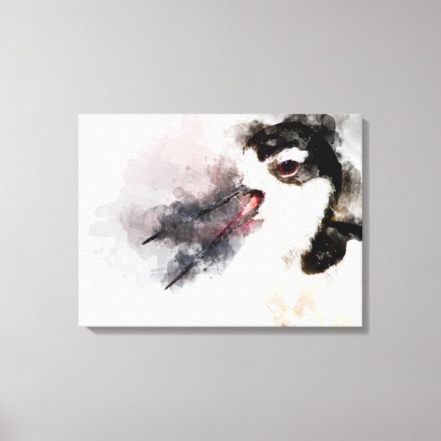 Impressão Em Tela Cor de água da inclinação de pescoço preto (Frente)