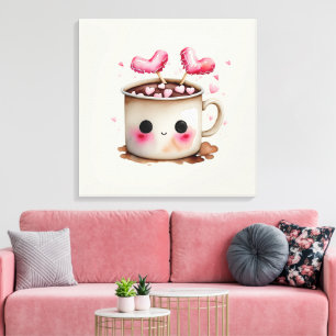 Impressão Em Tela Cor-de-rosa-branca e creme Mug de chocolate quente
