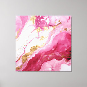 Impressão Em Tela Cor-de-rosa, branco, Abstrato Dourado