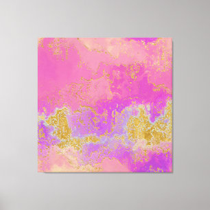 Impressão Em Tela Cor-de-rosa, roxa e Abstrato Dourado