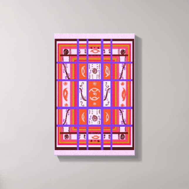 Impressão Em Tela cor-de-rosa xadrez com curva de potência (Frente)