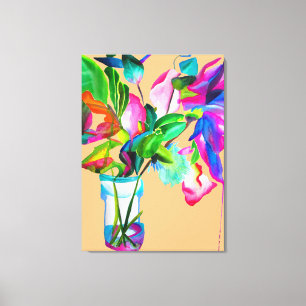 Impressão Em Tela Cor floral moderna e cor-de-água viva Arte