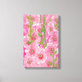 Impressão Em Tela Cor Rosa Hollyhock Mallow Malva Flor Pintura Flora