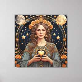 Impressão Em Tela coração apaixonado da mulher - tarô