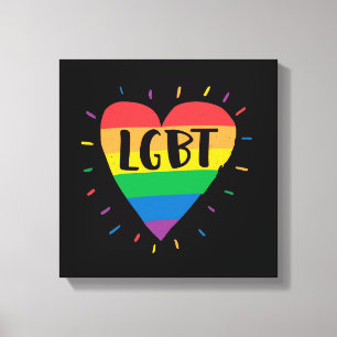 Impressão Em Tela Coração Arco-Íris LGBT
