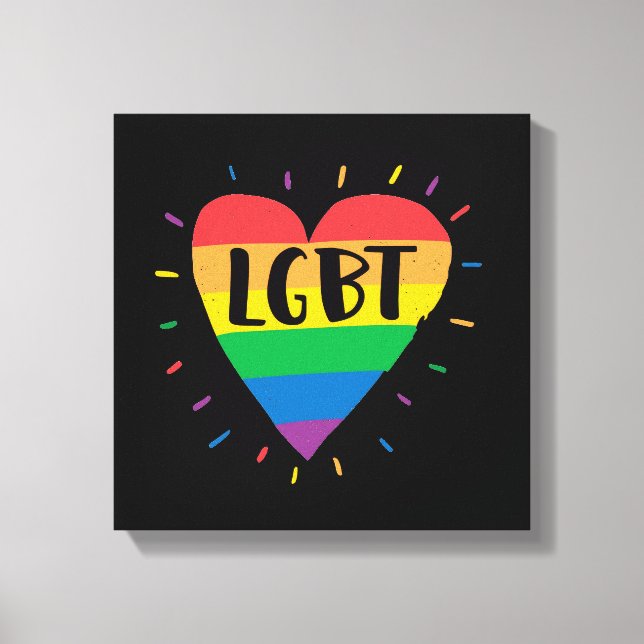 Impressão Em Tela Coração Arco-Íris LGBT (Frente)