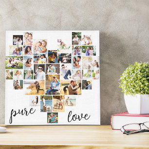 Impressão Em Tela Coração de Amor Puro 36 Colagem de Fotos Quadrada