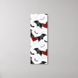 Impressão Em Tela Coração de Halloween com asas de morcegos pretos