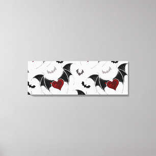 Impressão Em Tela Coração de Halloween com asas de morcegos pretos