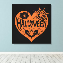 Impressão Em Tela Coração de Halloween, Coração Laranja em Forma, Te