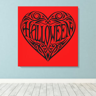 Impressão Em Tela Coração de Halloween, Coração Preto, Feriado