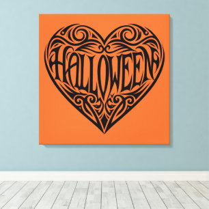Impressão Em Tela Coração de Halloween, Coração Preto, Feriado