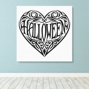 Impressão Em Tela Coração de Halloween, Coração Preto, Feriado