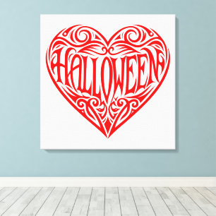 Impressão Em Tela Coração de Halloween, Coração Vermelho, Feriado
