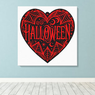 Impressão Em Tela Coração de Halloween, Forma de Coração Preto, Feri