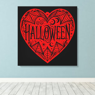 Impressão Em Tela Coração de Halloween, Forma de Coração Vermelho, F
