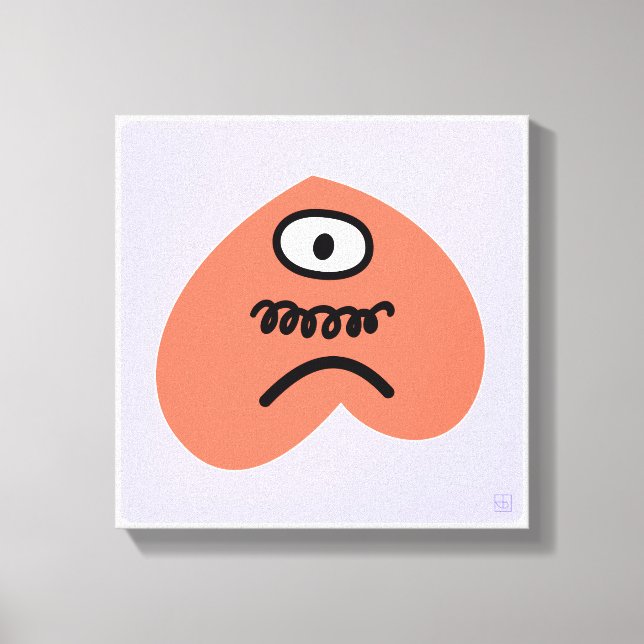 Impressão Em Tela Coração Desapontado - Triste com bigode (Frente)