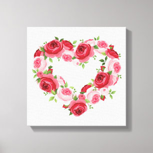 Impressão Em Tela Coração Flor, Amor