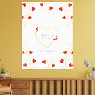 Impressão Em Tela Coração Romântico Floral