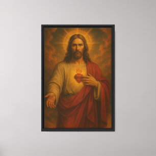 Impressão Em Tela Coração Sagrado de Jesus Art