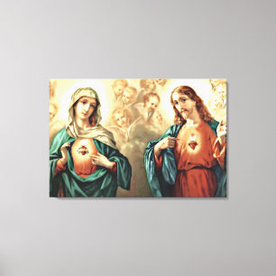 Impressão Em Tela Coração Sagrado de Jesus Imaculado Coração de 