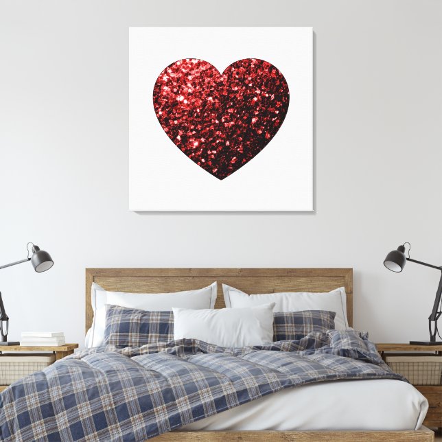 Impressão Em Tela Coração vermelho escuro com brilho falso faiscante (Insitu(Quarto))