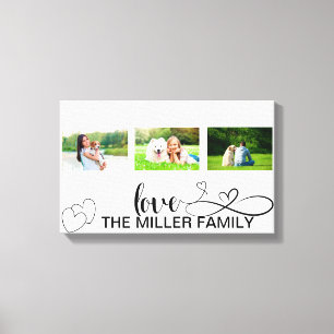 Impressão Em Tela Corações de Amor na Colagem de Fotos Personalizada