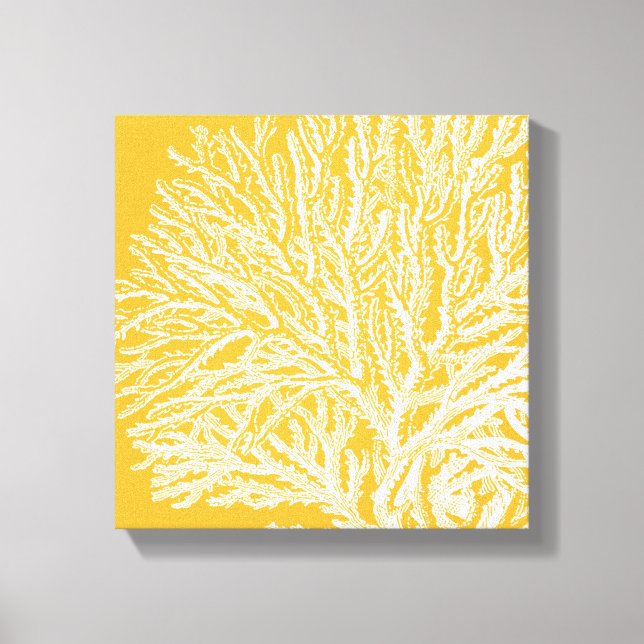 Impressão Em Tela Coral Amarelo e Branco (Frente)