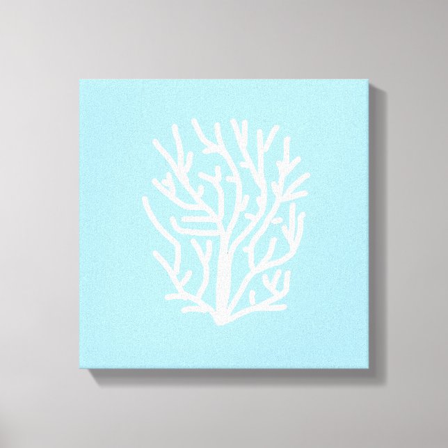 Impressão Em Tela Coral branco, azul e branco (Frente)