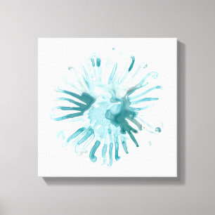 Impressão Em Tela Coral de Aquarela - Azul 2