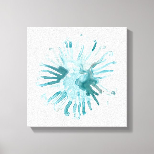 Impressão Em Tela Coral de Aquarela - Azul 2 (Frente)